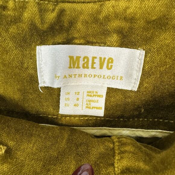 Maeve Anthropologie Women’s Naomi Chartreuse Velvet Trouser Pants Size 8 - Picture 3 of 15